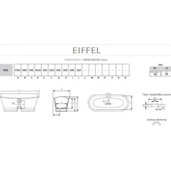 Badex AB Gjutjärnsbadkar|Djupa Badkar|Badkar gjutjärn - Eiffel 170 cm vitt stål