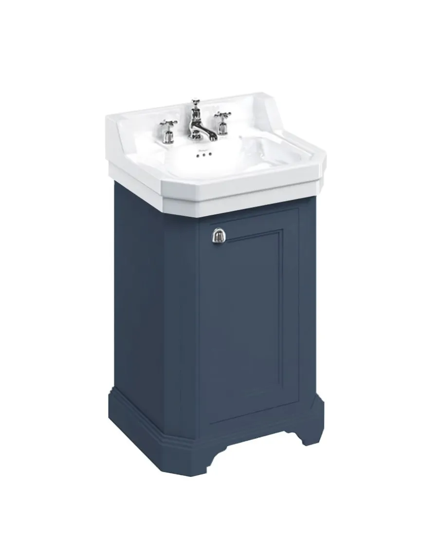 Badex AB Kommoder Med Handfat|Badrumskommoder|Badrumskommod Burlington - 56 cm porslin/dörr blå