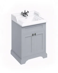 Badex AB Kommoder Med Handfat|Badrumskommoder|Badrumskommod Burlington - 65 cm porslin/dörr grå