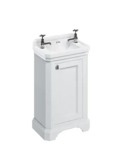 Badex AB Kommoder Med Handfat|Badrumskommoder|Badrumskommod Burlington - 51 cm vit/porslin/dörr
