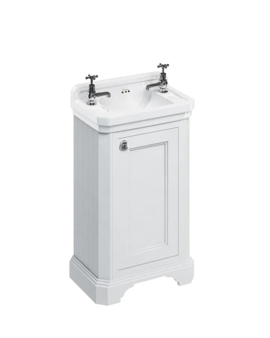 Badex AB Kommoder Med Handfat|Badrumskommoder|Badrumskommod Burlington - 51 cm vit/porslin/dörr