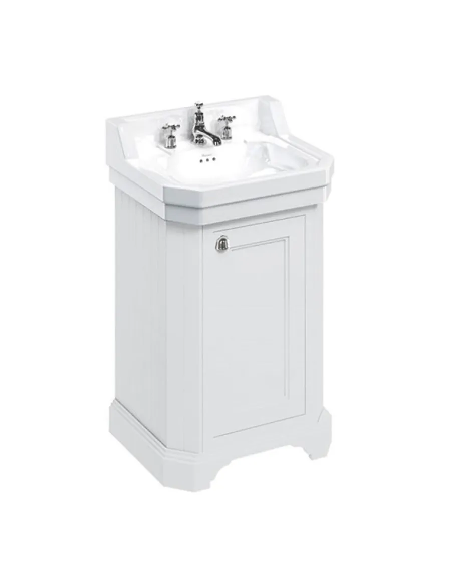 Badex AB Kommoder Med Handfat|Badrumskommoder|Badrumskommod Burlington - 56 cm porslin/dörr vit