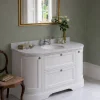 Badex AB Kommoder Med Handfat|Kommoder 100 - 130 Cm|Badrumskommod rundat Burlington - 134 cm vit/Carrara/låda