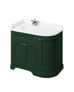 Badex AB Kommoder 100 - 130 Cm|Badrumskommod rundat hörn Burlington - 100 cm grön (endast underdel)