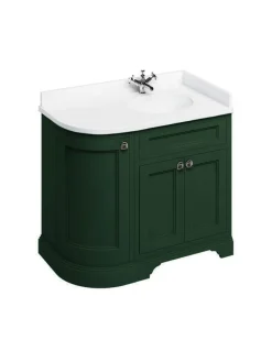 Badex AB Kommoder 100 - 130 Cm|Badrumskommod rundat hörn Burlington - 100 cm grön (endast underdel)