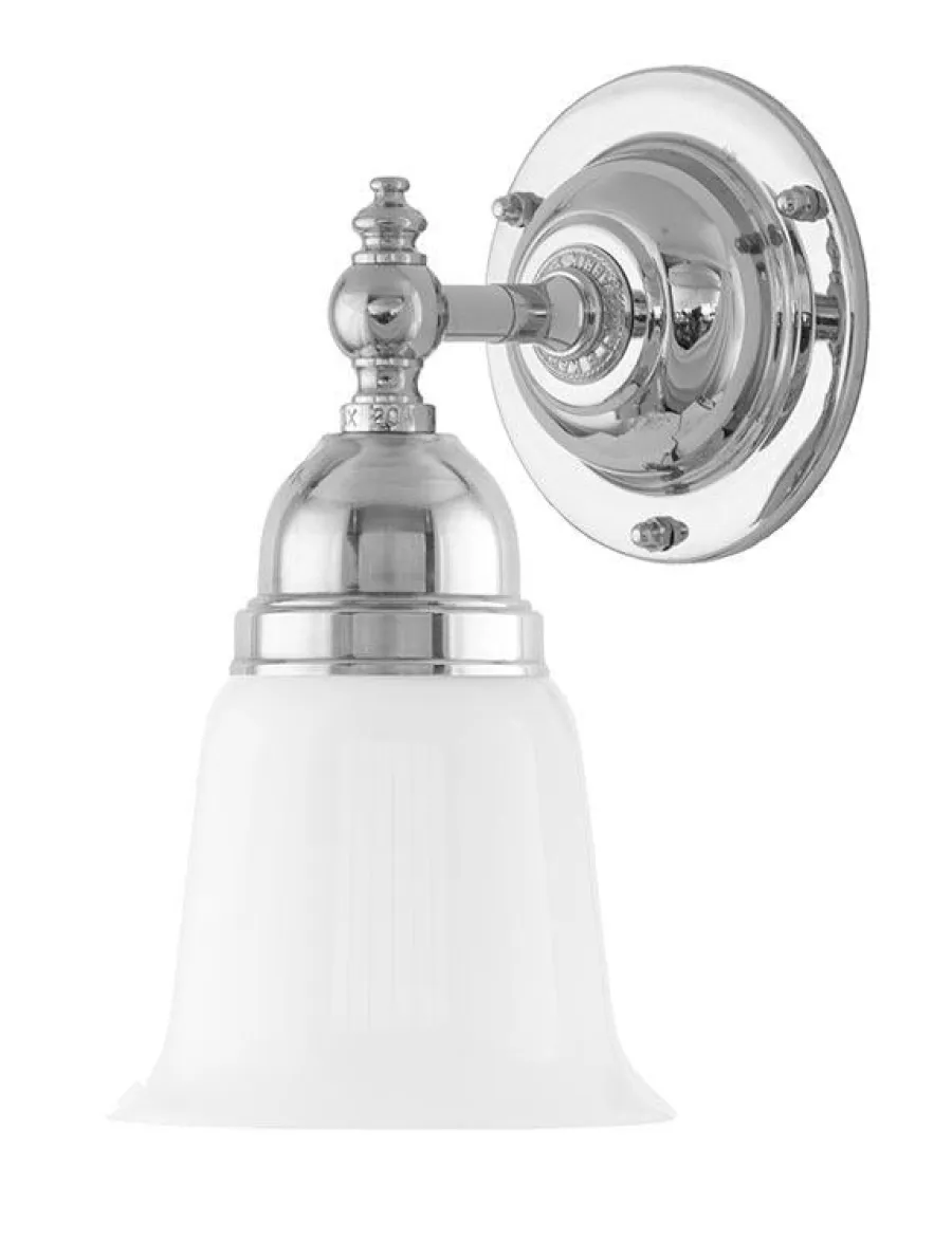 Karlskrona Lampfabrik Badrumslampor - Vägg|Badrumslampor - Vägg|Badrumslampa - Adelborg nickel, opalvit klocka