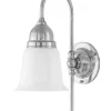 Karlskrona Lampfabrik Badrumslampor - Vägg|Badrumslampor - Vägg|Badrumslampa - Ahlström 60 nickel, opalvit klocka