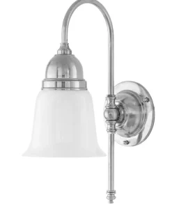 Karlskrona Lampfabrik Badrumslampor - Vägg|Badrumslampor - Vägg|Badrumslampa - Ahlström 60 nickel, opalvit klocka