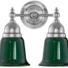 Karlskrona Lampfabrik Badrumslampor - Vägg|Badrumslampor - Vägg|Badrumslampa - Bergman nickel, grön klocka