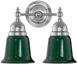 Karlskrona Lampfabrik Badrumslampor - Vägg|Badrumslampor - Vägg|Badrumslampa - Bergman nickel, grön klocka