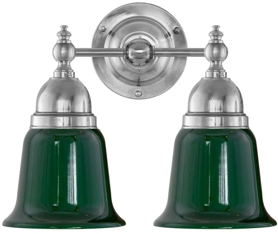Karlskrona Lampfabrik Badrumslampor - Vägg|Badrumslampor - Vägg|Badrumslampa - Bergman nickel, grön klocka