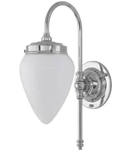 Karlskrona Lampfabrik Badrumslampor - Vägg|Badrumslampor - Vägg|Badrumslampa - Blomberg 80 nickel, opalvit droppe