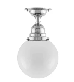 Karlskrona Lampfabrik Små Taklampor|Badrumslampor - Tak|Badrumslampa - Byström 80 nickel, klotskärm