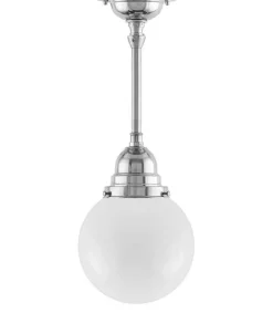 Karlskrona Lampfabrik Små Taklampor|Badrumslampor - Tak|Badrumslampa - Byströmpendel 80 nickel, klotskärm