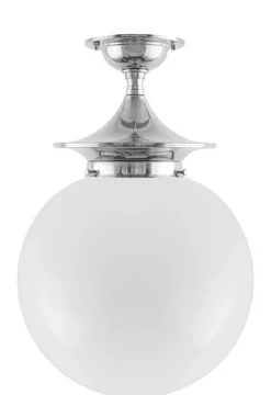 Karlskrona Lampfabrik Badrumslampor - Tak|Badrumslampor - Tak|Badrumslampa - Dahlberg 100 nickel, stor klotskärm