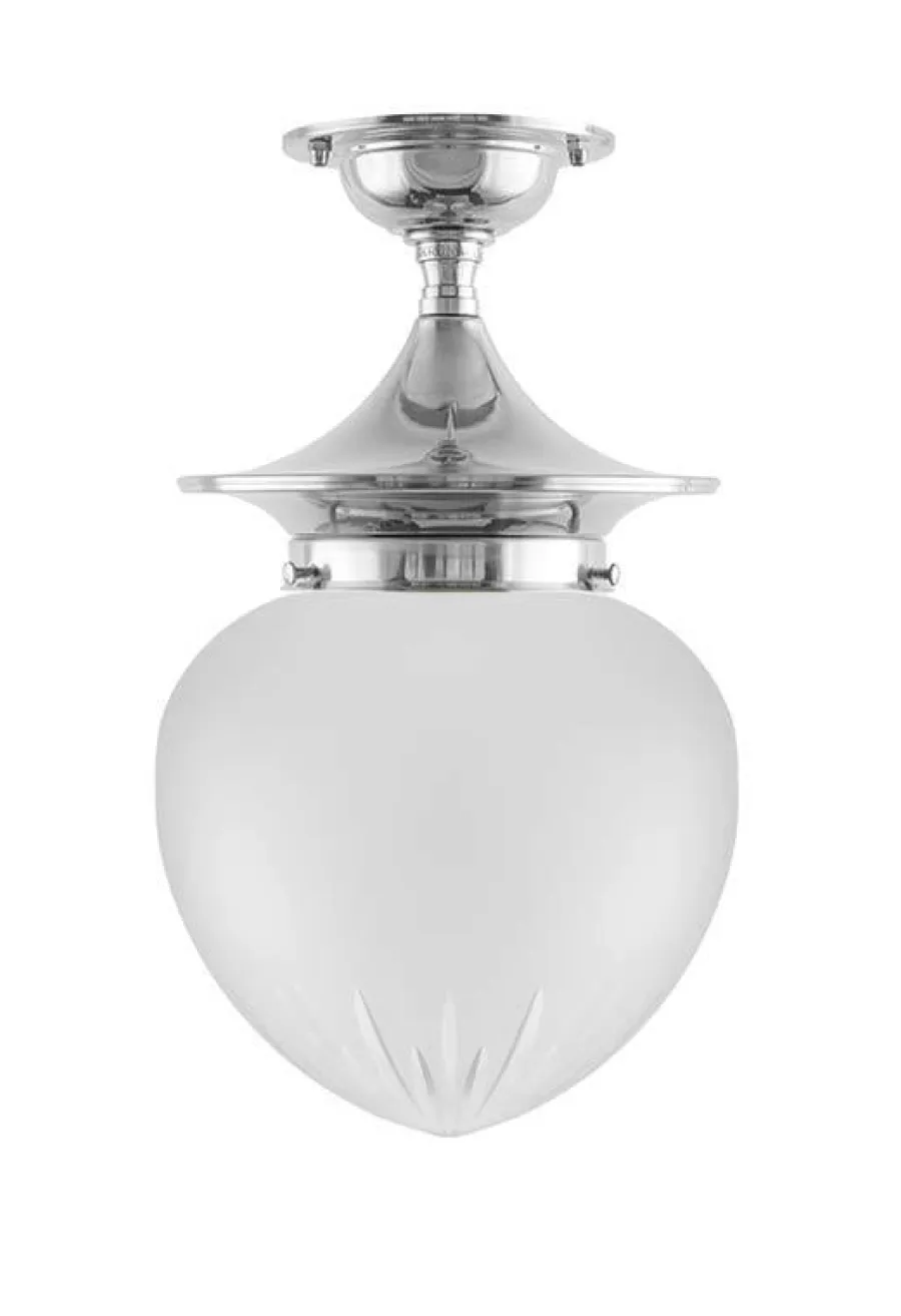 Karlskrona Lampfabrik Badrumslampor - Tak|Badrumslampor - Tak|Badrumslampa - Dahlberg 100 nickel, mattglas droppe