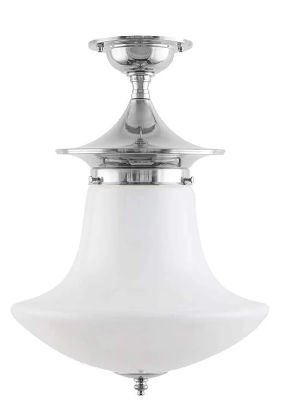 Karlskrona Lampfabrik Badrumslampor - Tak|Badrumslampor - Tak|Badrumslampa - Dahlberg 100 nickel, klottrattskärm
