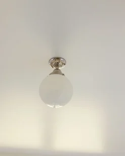 Karlskrona Lampfabrik Små Taklampor|Badrumslampor - Tak|Badrumslampa - Lundkvist 80 nickel, klotskärm