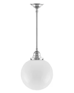 Karlskrona Lampfabrik Badrumslampor - Tak|Badrumslampor - Tak|Badrumslampa - Taklampa Byströmpendel 100 nickel, stor klotskärm