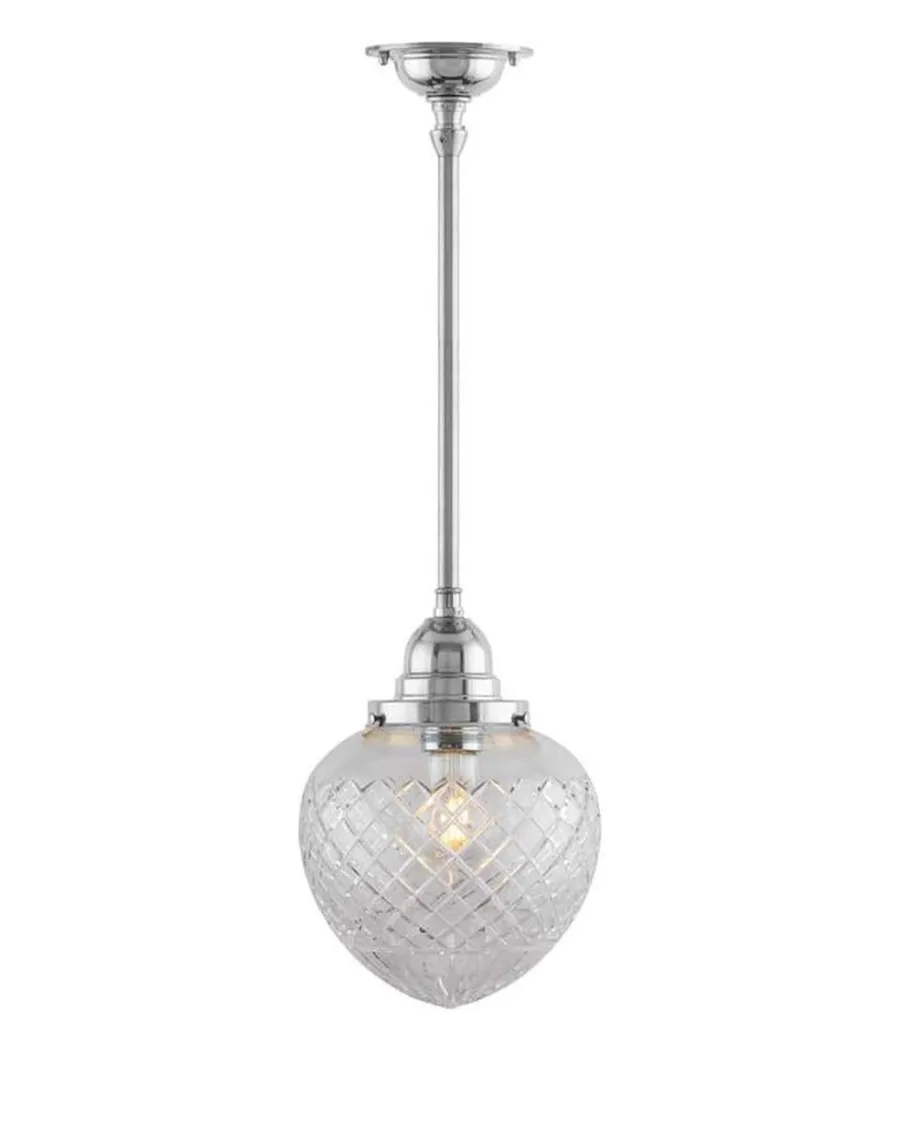 Karlskrona Lampfabrik Badrumslampor - Tak|Badrumslampor - Tak|Badrumslampa - Taklampa Byströmpendel 100 nickel, klardroppe