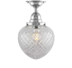 Karlskrona Lampfabrik Badrumslampor - Tak|Badrumslampor - Tak|Badrumslampa - Taklampa Byström 100 nickel, klardroppe