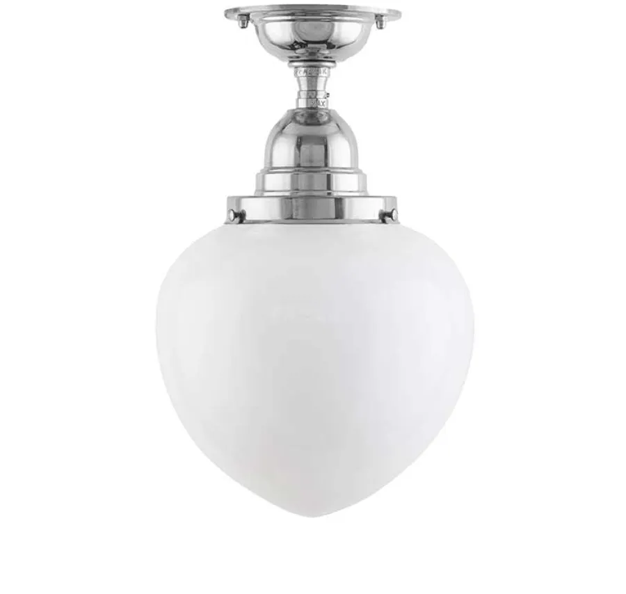 Karlskrona Lampfabrik Badrumslampor - Tak|Badrumslampor - Tak|Badrumslampa - Taklampa Byström 100 nickel, vit droppe