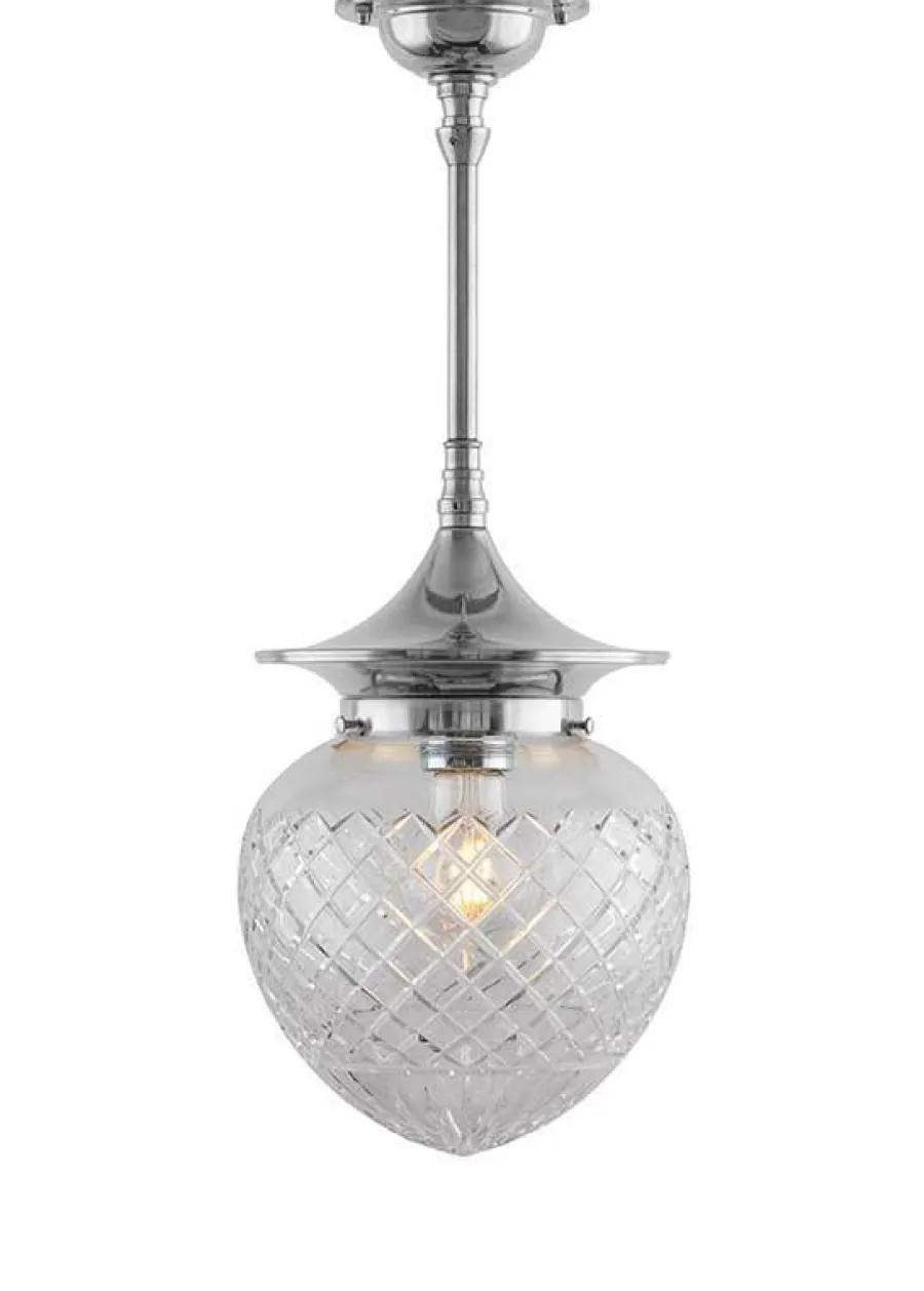 Karlskrona Lampfabrik Badrumslampor - Tak|Badrumslampor - Tak|Badrumslampa - Taklampa Dahlbergspendel 100 nickel, klarglas droppe