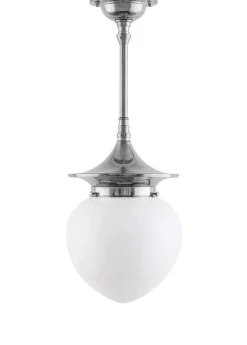 Karlskrona Lampfabrik Badrumslampor - Tak|Badrumslampor - Tak|Badrumslampa - Taklampa Dahlbergspendel 100 nickel, opalvit droppe