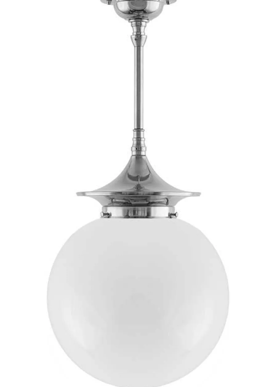Karlskrona Lampfabrik Badrumslampor - Tak|Badrumslampor - Tak|Badrumslampa - Taklampa Dahlbergspendel 100 nickel, stor klotskärm