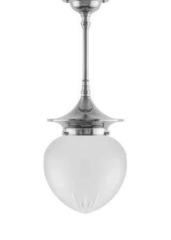Karlskrona Lampfabrik Badrumslampor - Tak|Badrumslampor - Tak|Badrumslampa - Taklampa Dahlbergspendel 100 nickel, mattglas droppe