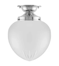 Karlskrona Lampfabrik Badrumslampor - Tak|Badrumslampor - Tak|Badrumslampa - Taklampa Lundkvist 100 nickel, mattdroppe