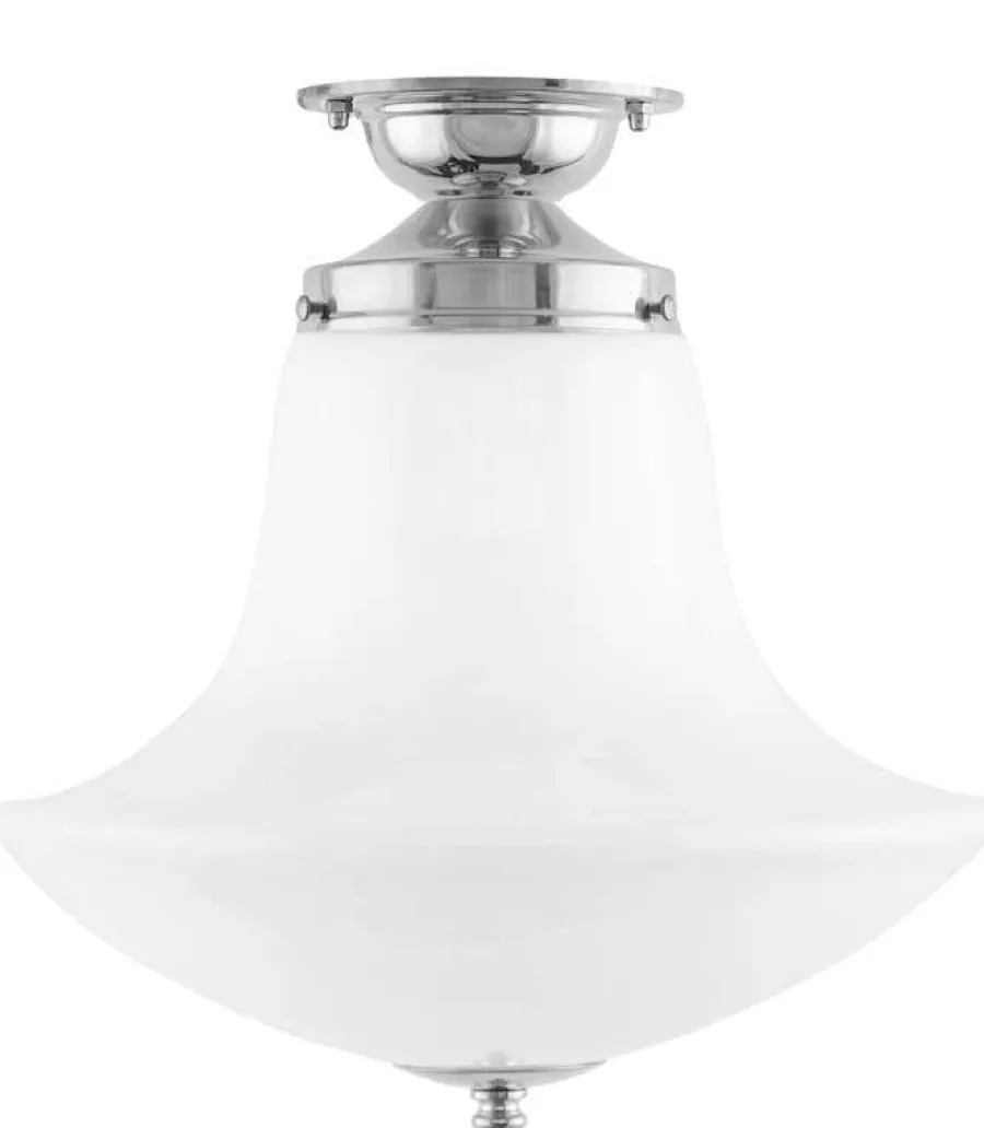 Karlskrona Lampfabrik Badrumslampor - Tak|Badrumslampor - Tak|Badrumslampa - Taklampa Lundkvist 100 nickel, klottrattskärm