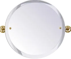 Badex AB Runda Badrumsspeglar|Badrumsspeglar Med Fasettslipade Kanter|Badrumsspegel - Haga rund - Mässing 45 cm