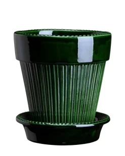 Bergs Potter ApS Presenttips|Blomkrukor & Vaser|Bergs Potter Kruka med fat Montmartre - Grön 16 cm