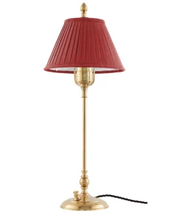Karlskrona Lampfabrik Bordslampor|Bordslampor I Mässing|Bordslampa - Ankarcrona 50 cm mässing, röd skärm