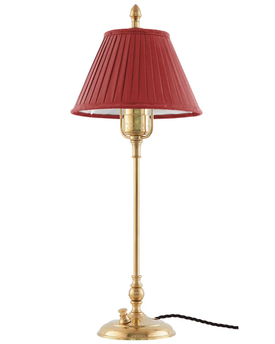 Karlskrona Lampfabrik Bordslampor|Bordslampor I Mässing|Bordslampa - Ankarcrona 50 cm mässing, röd skärm