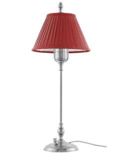Karlskrona Lampfabrik Bordslampor|Bordslampa - Ankarcrona 50 cm nickel, röd skärm