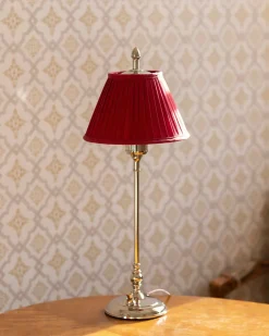 Karlskrona Lampfabrik Bordslampor|Bordslampa - Ankarcrona 50 cm nickel, röd skärm