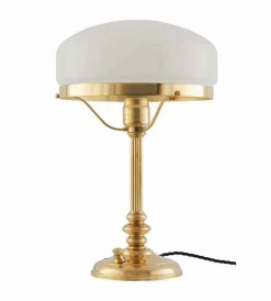 Karlskrona Lampfabrik Bordslampor|Bordslampor I Mässing|Bordslampa - Karlfeldt mässing, vit skärm