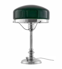 Karlskrona Lampfabrik Bordslampor|Bordslampa - Karlfeldt nickel, grön skärm