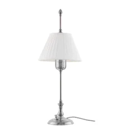 Karlskrona Lampfabrik Bordslampor|Bordslampa - Kellgren nickel, vit skärm