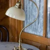 Karlskrona Lampfabrik Bordslampor|Bordslampor I Mässing|Bordslampa - Lagerlöf mässing, benvit skärm
