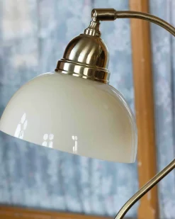 Karlskrona Lampfabrik Bordslampor|Bordslampor I Mässing|Bordslampa - Lagerlöf mässing, benvit skärm