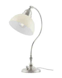 Karlskrona Lampfabrik Bordslampor|Bordslampa - Lagerlöf nickel med benvit skärm
