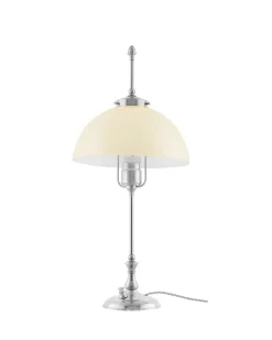 Karlskrona Lampfabrik Bordslampor|Bordslampa - Swedenborg nickel, benvit skärm