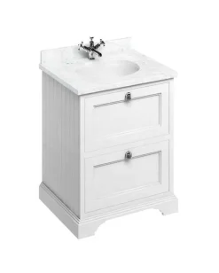 Badex AB Kommoder Med Handfat|Badrumskommoder|Burlington - Badrumskommod med lådor 65 cm, vit