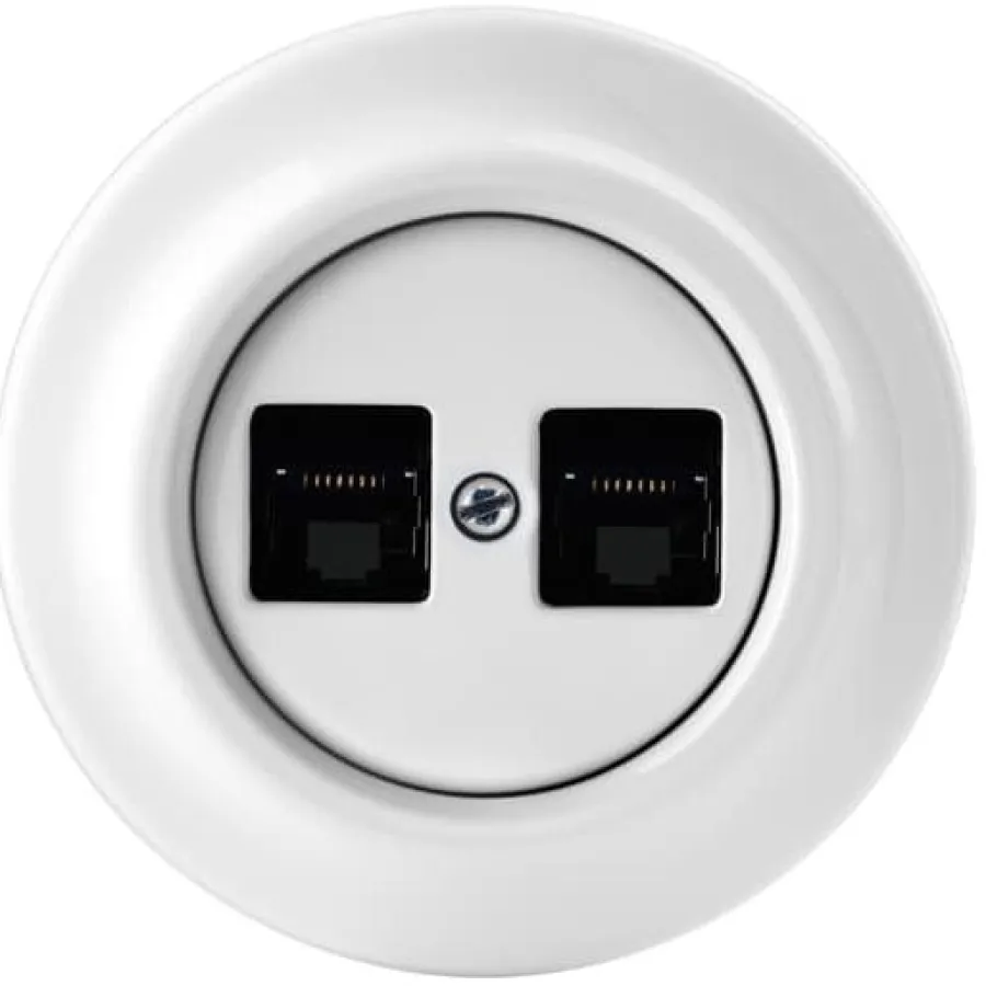 ABB Electrification Sweden AB Nätverksuttag|Vit Porslin Infällt Abb|Datauttag 2xRJ45 vit porslin - ABB Decento