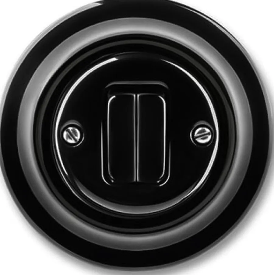 ABB Electrification Sweden AB Dubbel Strömbrytare Med Dimmer|Strömbrytare Med Dimmer|Dimmer - Dubbel tryckknapp svart porslin - ABB Decento