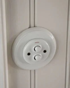Fontini S.A. Dubbel Strömbrytare Med Dimmer|Strömbrytare Med Dimmer|Dimmer dubbel tryckknapp vitt porslin - Fontini infällt