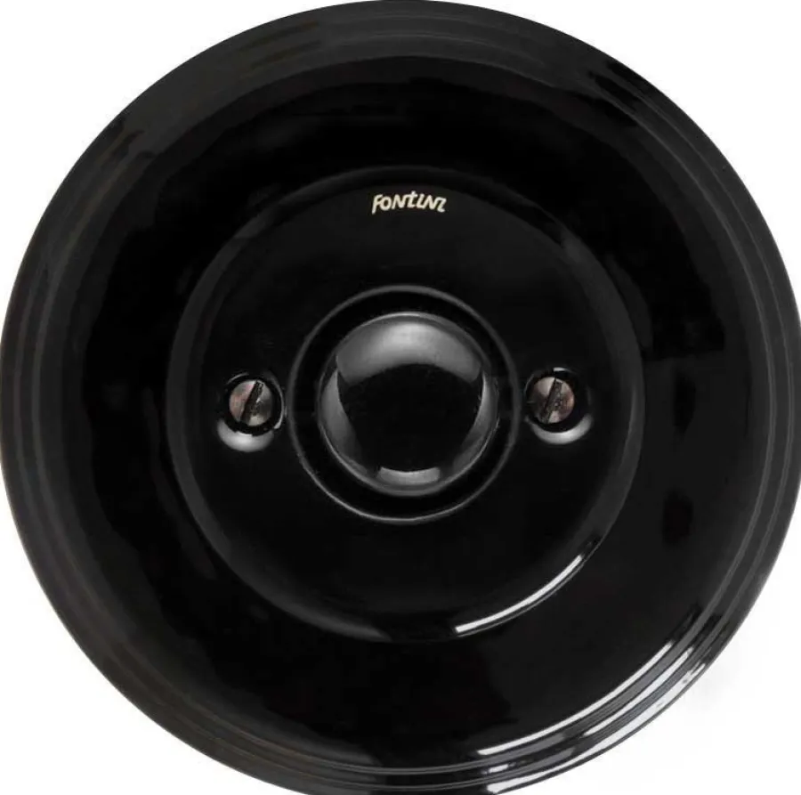 Fontini S.A. Strömbrytare Med Dimmer|Vridströmbrytare|Dimmer LED 4-100W universal svart porslin - Fontini infällt
